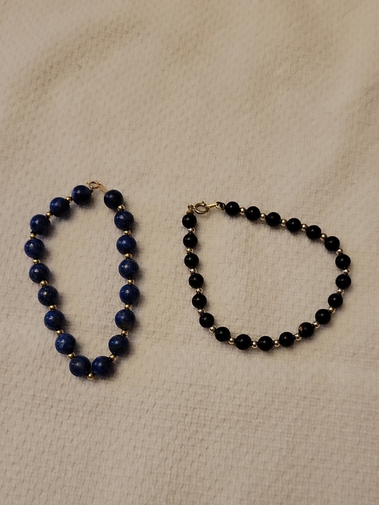 Jewelry - Elegant Blue and Black Beaded Bracelets Set